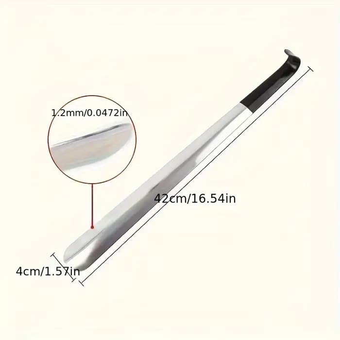 Chausse-pied en acier inoxydable à long manche ergonomique | 16,5 pouces/42 cm | Chausse-pied en métal facile à saisir pour les personnes âgées