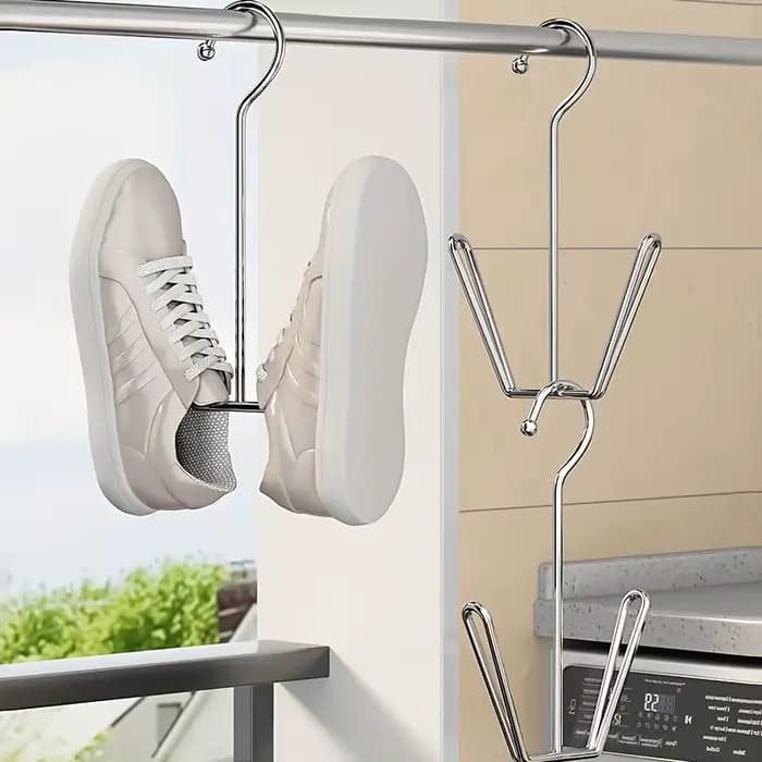 2 pièces Étagère à chaussures en acier inoxydable