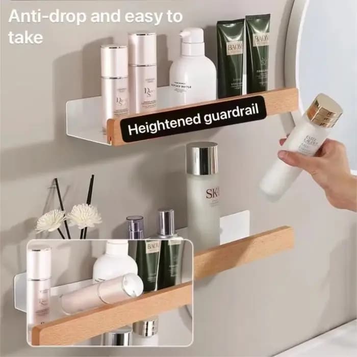 Étagère Murale en Bois Imperméable Non Perforé Étagères de Rangement de Cuisine