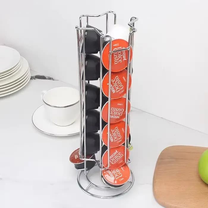 Support de rangement pour capsules Dolce Gusto en acier inoxydable argenté