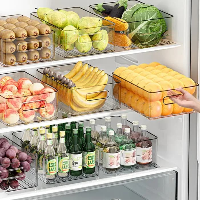 Organiseur de réfrigérateur empilable avec couvercles
