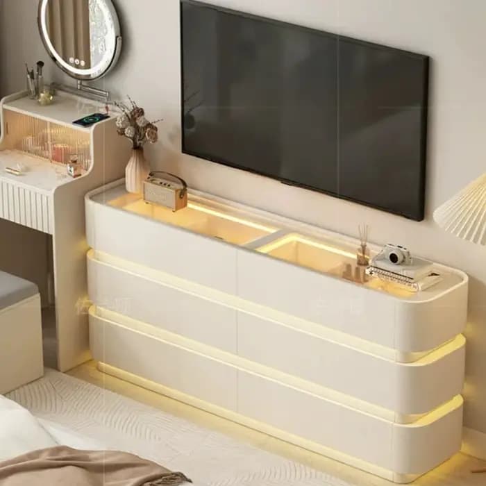 Meuble de rangement en bois avec vitrine pour objets de collection, style Lumières Nordiques, pour chambre et couloir