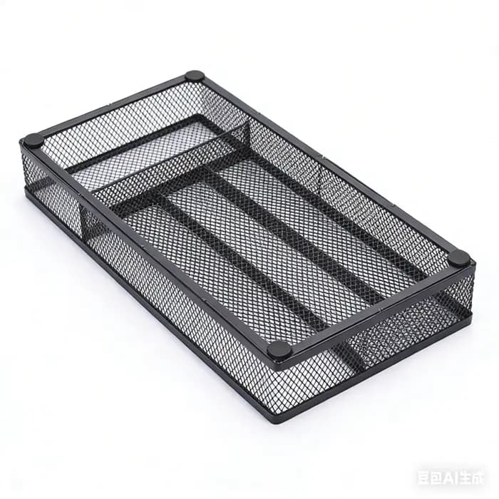 Plateau de rangement en métal pour couverts de cuisine
