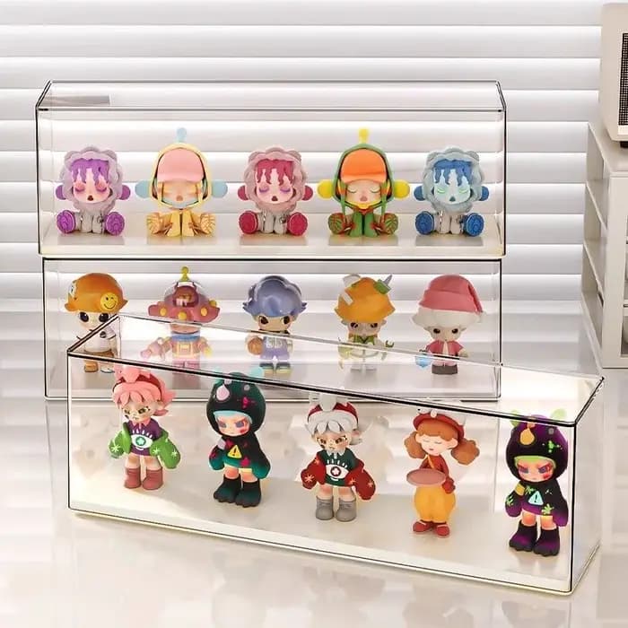 Boîte de rangement transparente pour figurines d'action, présentoir en acrylique, empilable, pour jouets et poupées