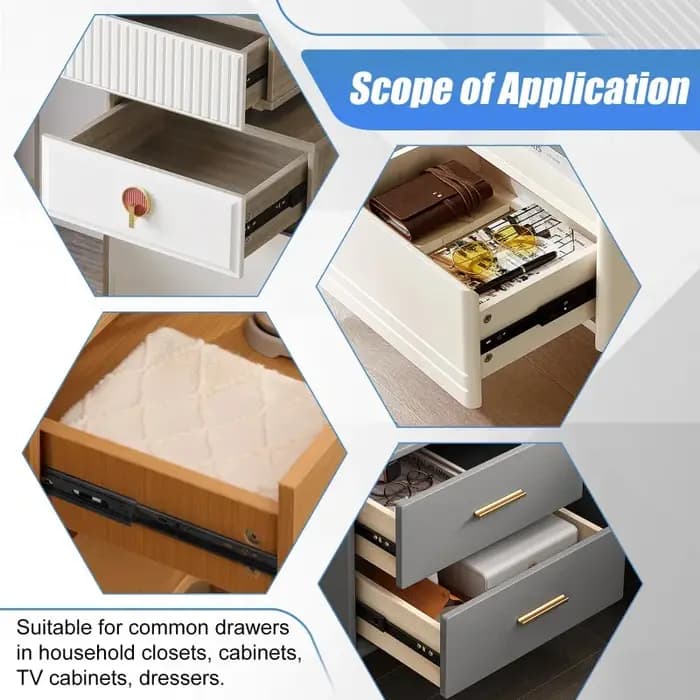 1 Paire de glissières de tiroir à extension complète pour armoire et commode