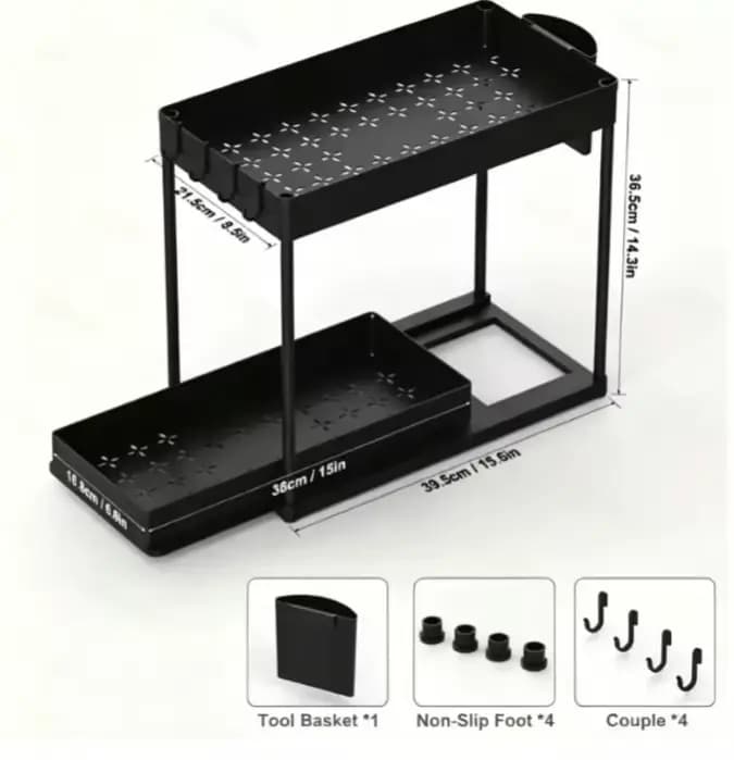 1 organisateur de rangement sous évier, grande capacité, robuste, avec tiroir coulissant pour cuisin