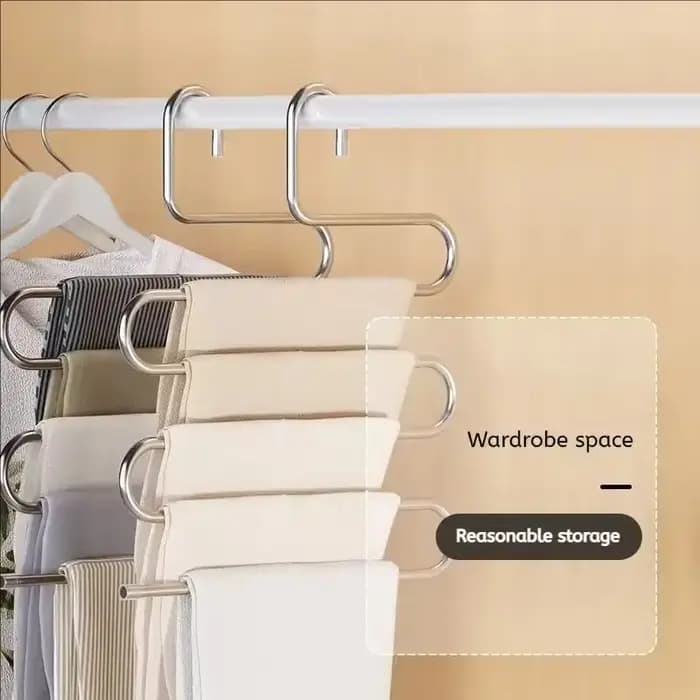 1/2pcs Porte-pantalons en acier inoxydable multi-niveaux antidérapant en forme de S pour rangement de garde-robe