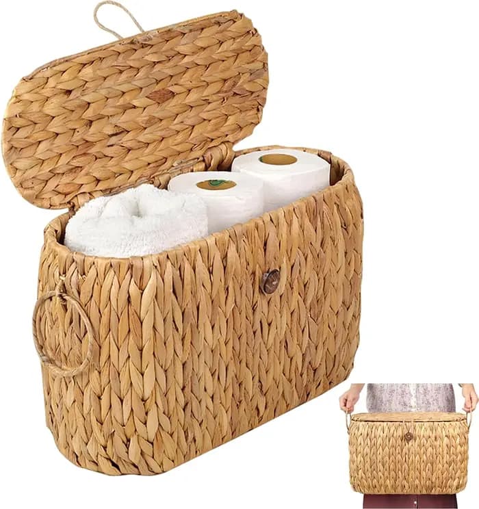 Rangement de papier toilette, paniers de jacinthe d'eau avec couvercle, paniers de papier toilette p