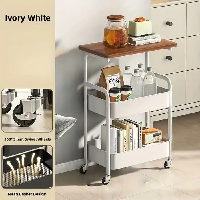 Étagère roulante en acier multi-niveaux rétro, support de rangement mobile pour cuisine/salle de bain, organisateur robuste
