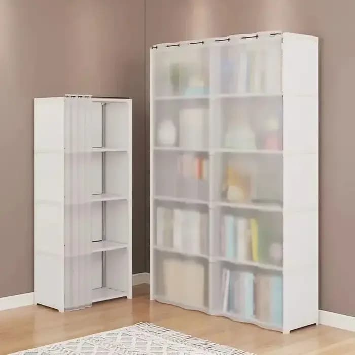Armoire de rangement multi-niveaux portable avec rideau anti-poussière pour l'organisation quotidienne des vêtements à la maison et dans la chambre