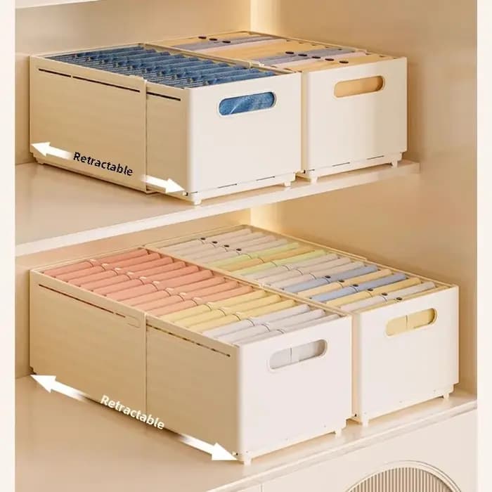 Boîte de rangement ajustable pour vêtements, organisateur de placard, organiseur de vêtements par catégories, bac de rangement pour armoire de cuisine, organisateur domestique