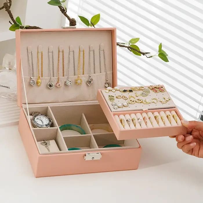 Boîte à bijoux en flanelle LENNIK avec serrure