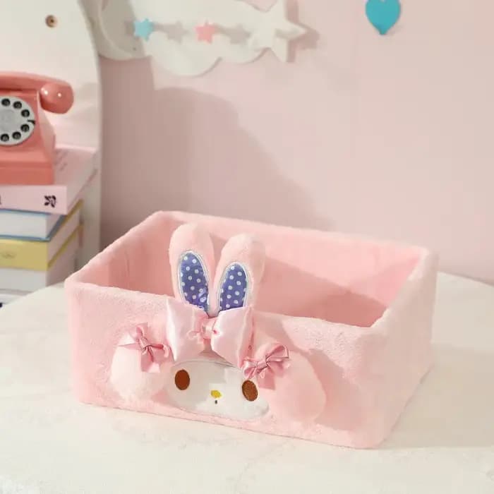 Boîte de rangement de bureau Kawaii, boîte de rangement en peluche pour cosmétiques et bijoux, décoration de chambre d'étudiant, cadeau de fête