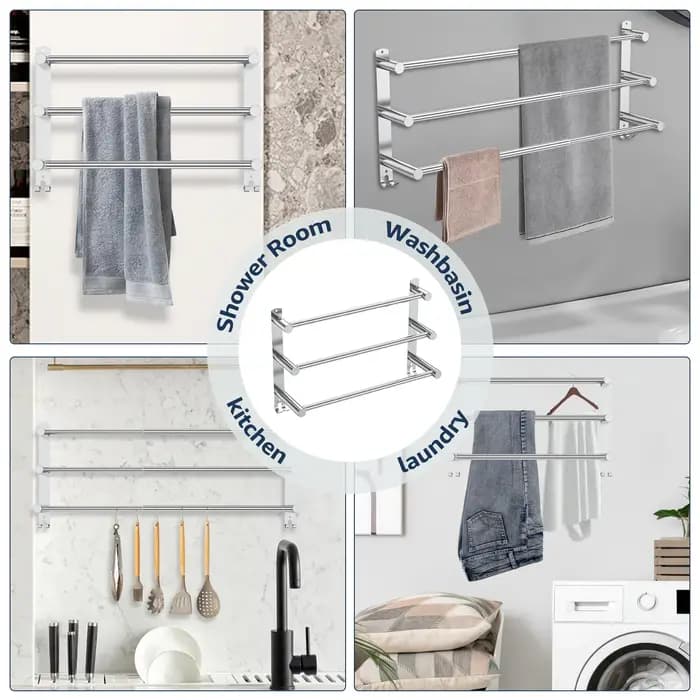 Étagère à serviettes à 3 niveaux pour salle de bain