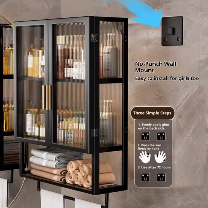 Étagères de salle de bain sans perçage, armoire de rangement murale pour salle de bain, étagère suspendue auto-adhésive, gain de place, douche antirouille