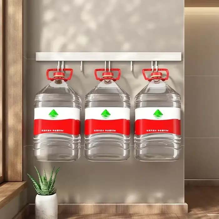 Étagère de rangement murale pour cuisine sans perçage avec crochets mobiles et support pour cuillères, organisateur d'accessoires de cuisine