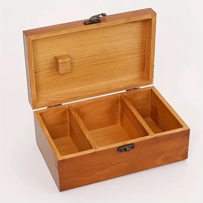 Boîte à couture en bois avec couvercle, organisateur artisanal multi-compartiments, rangement à domicile pour aiguilles, fils, ciseaux – Kit de couture vintage