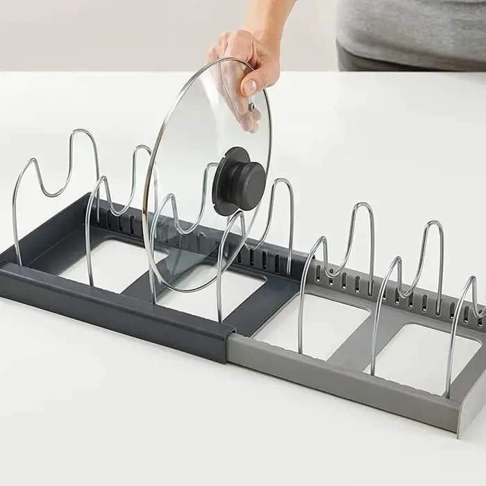 NOUVEAU Support de rangement pour couvercles de casseroles, idéal pour les tiroirs de placard, un outil d'organisation de cuisine adapté au rangement des ustensiles de cuisson.