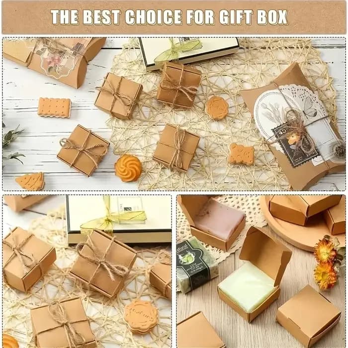 Mini boîtes en carton Kraft 10/20 pièces, 2.16 "x 2.16" x 0.98 "-convient aux emballages, artisanat et coffrets cadeaux de vacances pour petites entreprises