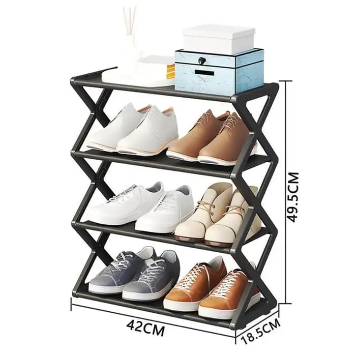 Étagère à chaussures anti-poussière en forme de X pour porte d'entrée