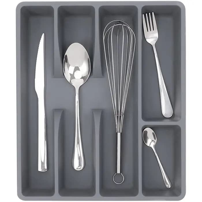 Boîte de rangement pour couverts en plastique, organisateur d'ustensiles, T1