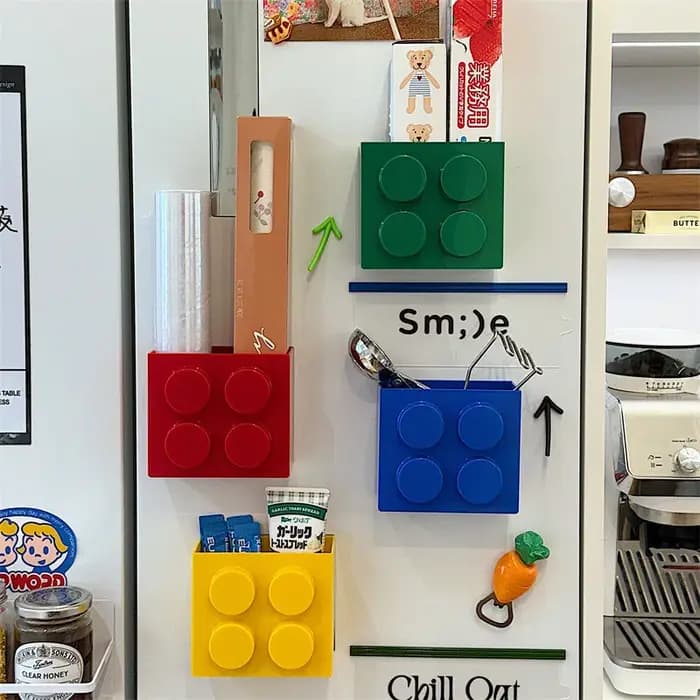Boîte de rangement magnétique pour blocs de construction