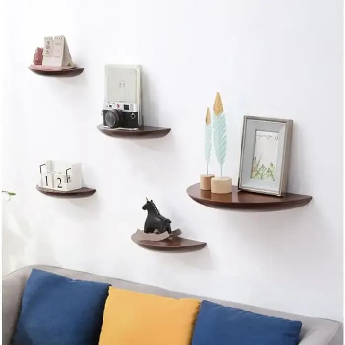 Étagère murale en demi-cercle en bois