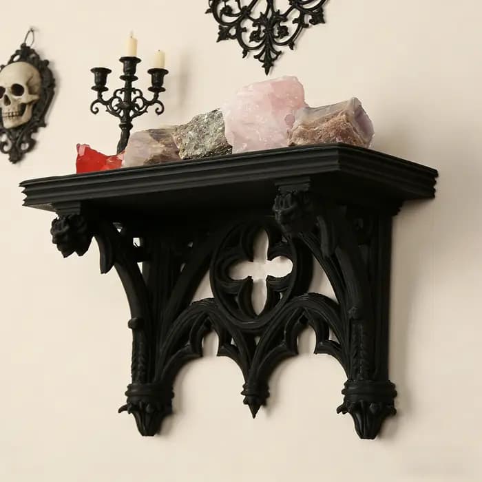 Étagère murale sculptée tête de bête style gothique transfrontalier pour rangement et décoration