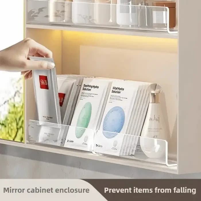 Déflecteur d'armoire à miroir de salle de bain en forme de L en acrylique