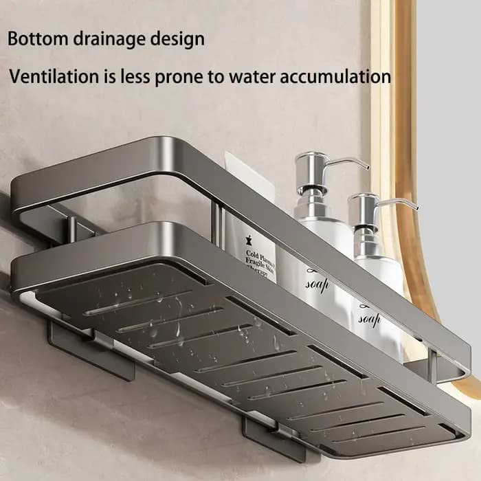 Organisateur de salle de bain en acier inoxydable sans perçage