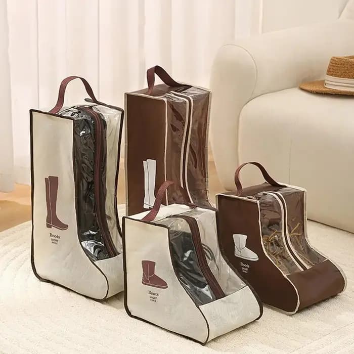 Sac de rangement portable pour bottes de voyage, organisateur de chaussures anti-poussière, pochette visuelle élargie pour bottes longues et courtes, étui de rangement domestique peu encombrant