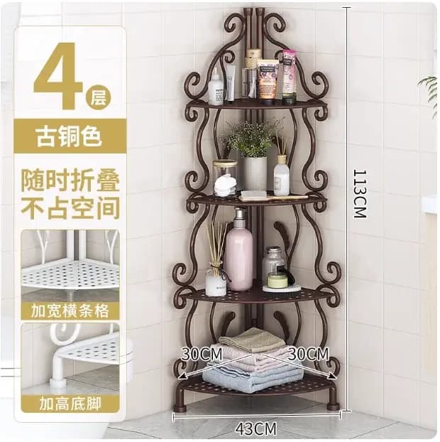 Support de rangement triangulaire en fer pour salle de bain
