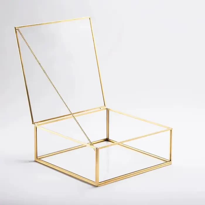 Boîte à bijoux hexagonale en verre Transparent