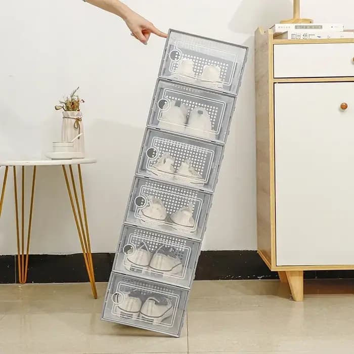 Boîte à chaussures transparente épaissie à double cadre