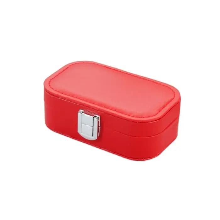 Boîte organisatrice de bijoux en cuir couleur macaron, boîte de rangement rectangulaire multifonctio