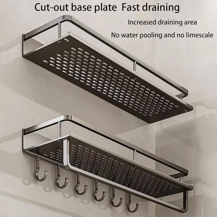 Étagère de douche murale sans perçage avec crochet amovible