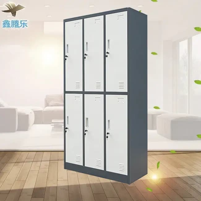 Armoire de rangement de bureau de salle de sport en métal à 6 portes
