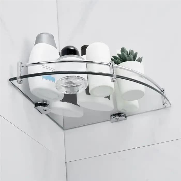 AB66-étagères de salle de bain, étagère d'angle en verre de salle de bain Triangle murale, étagère e