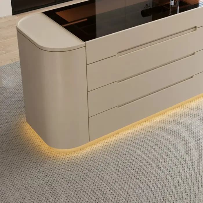 Armoire de rangement nordique avec poignées dissimulées