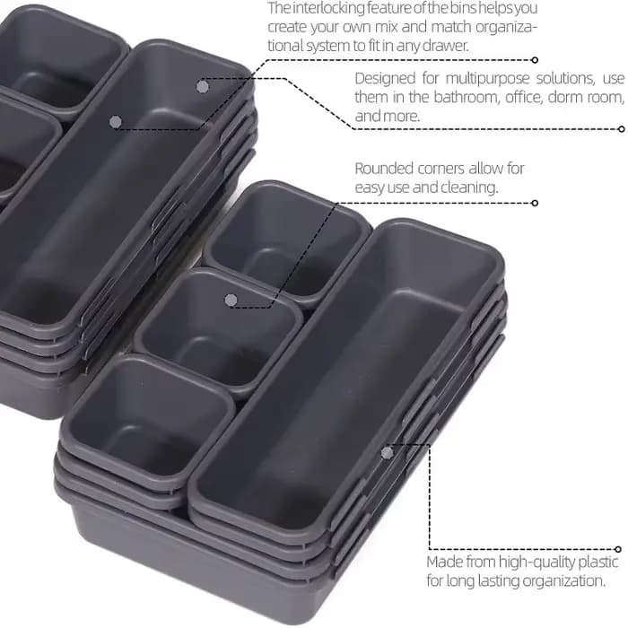 Organisateur de tiroir en plastique emboîtable