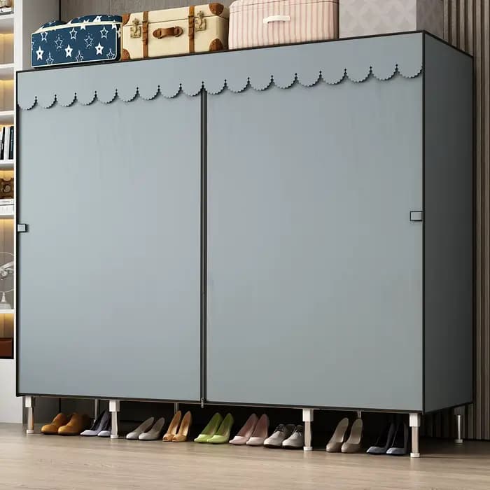 Rangement non tissé à double tige imperméable : armoire en tissu durable et minimaliste avec un large espace et une haute praticité