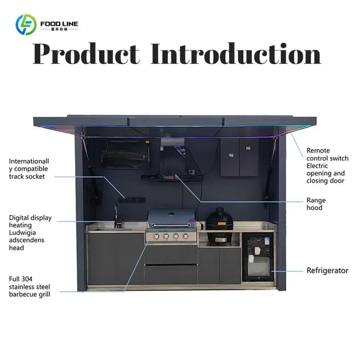 Ensemble d'armoires de cuisine extérieures simples, élégantes et personnalisées, unité étanche pour cuisine barbecue extérieure