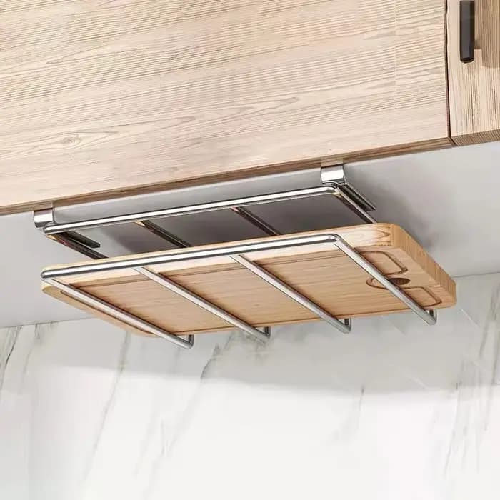 Support de planche à découper en acier inoxydable sous l'armoire - Étagère de rangement suspendue pour planches