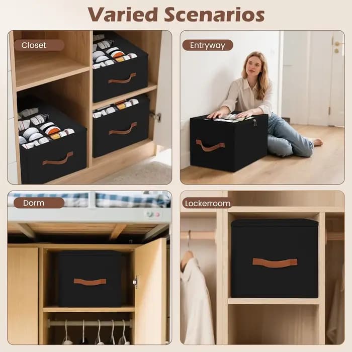 Boîte de rangement pour chaussures pliable en tissu, grande capacité avec couvercle transparent, anti-poussière, poignées pour placard, entrée, chambre