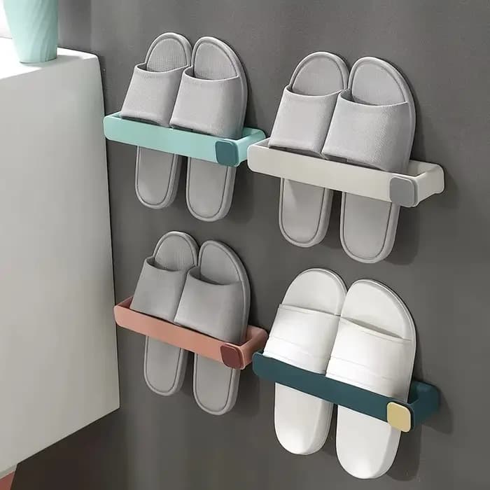 Support mural adhésif sans perçage pour chaussures et pantoufles de salle de bain