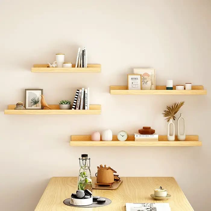 Étagères flottantes en bois pour chambre à coucher, salon, salle de bains, cuisine, décoration de maison, support de rangement mural pour Photos et livres, présentoir