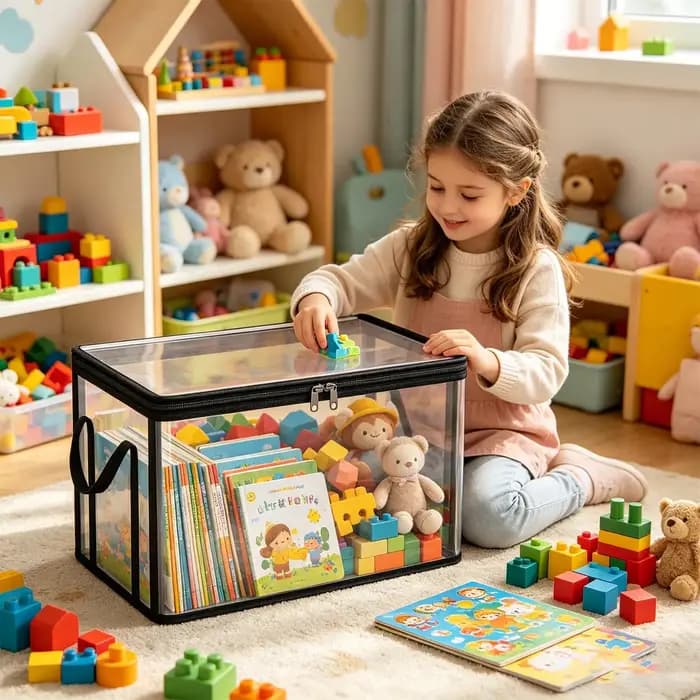 Boîte de rangement transparente avec couvercle