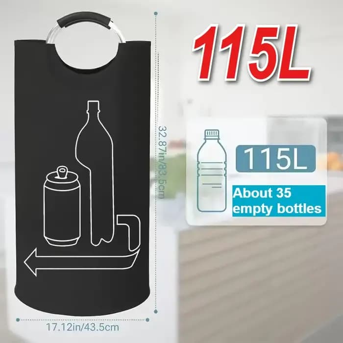Panier de rangement pour bouteilles vides de grande capacité avec poignée en aluminium