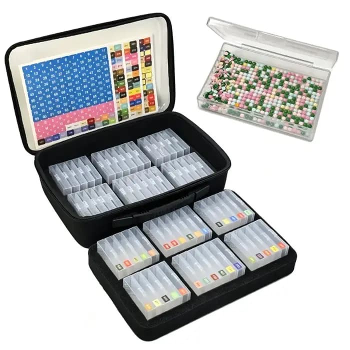 Ensemble de boîtes de rangement transparentes pour peinture diamant avec sac à poignée