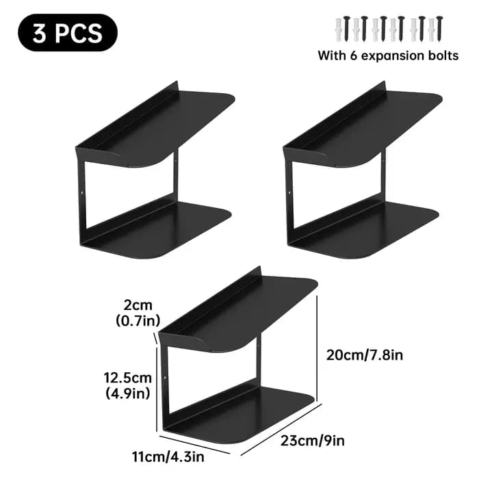 2 pièces/3 pièces/4 pièces noir étagère à chaussures murale porte-chaussures flottant tenture